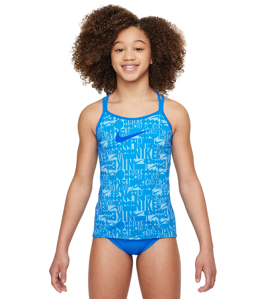 Nike Girls' Retro Flow T-Crossback Tankini Set (Big Kid) - Image 7