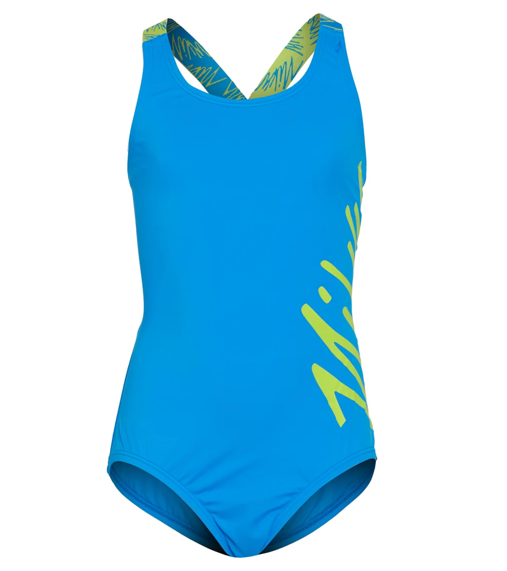 Nike Girls' Script Logo Crossback One Piece Swimsuit (Big Kid) - Image 13