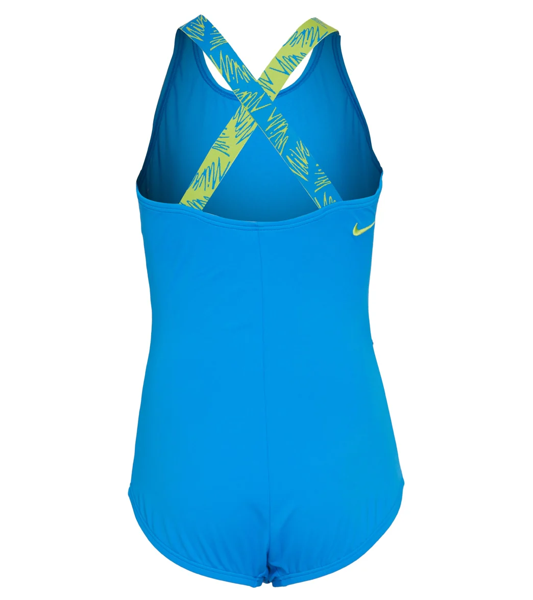 Nike Girls' Script Logo Crossback One Piece Swimsuit (Big Kid) - Image 6