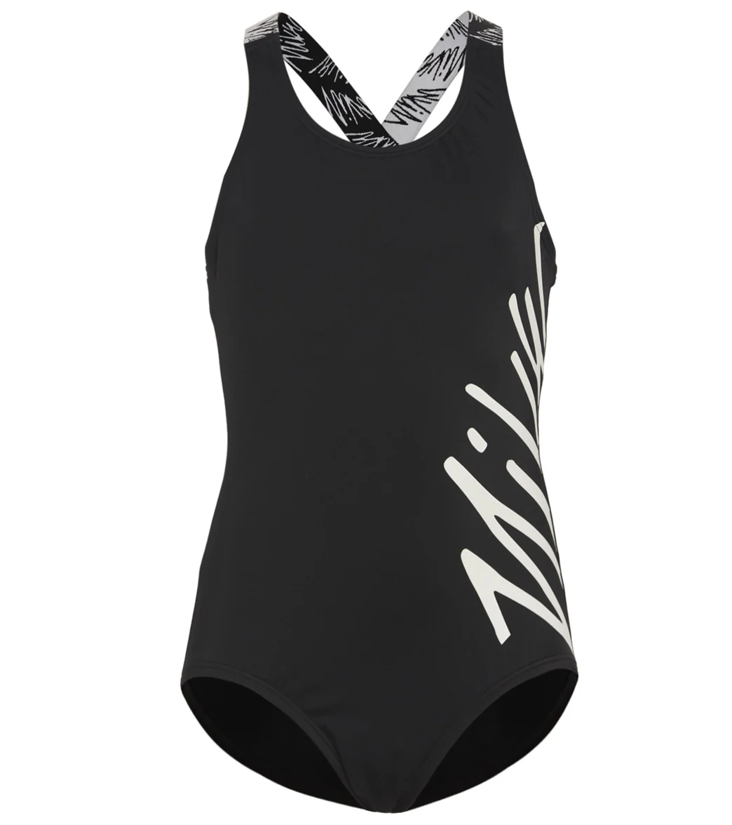 Nike Girls' Script Logo Crossback One Piece Swimsuit (Big Kid) - Image 9