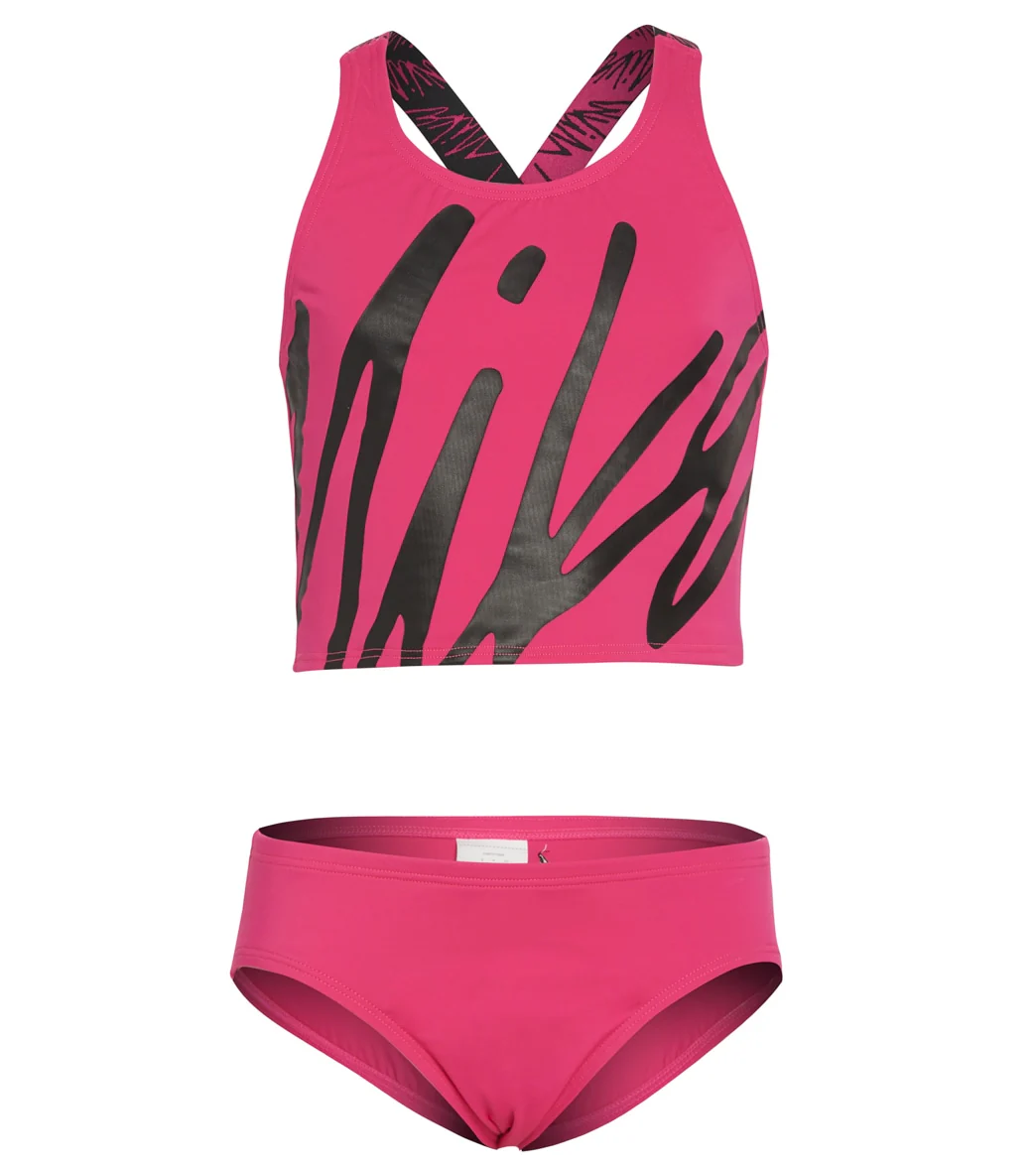 Nike Girls' Script Logo Crossback Two Piece Mid Bikini Set (Big Kid) - Image 10