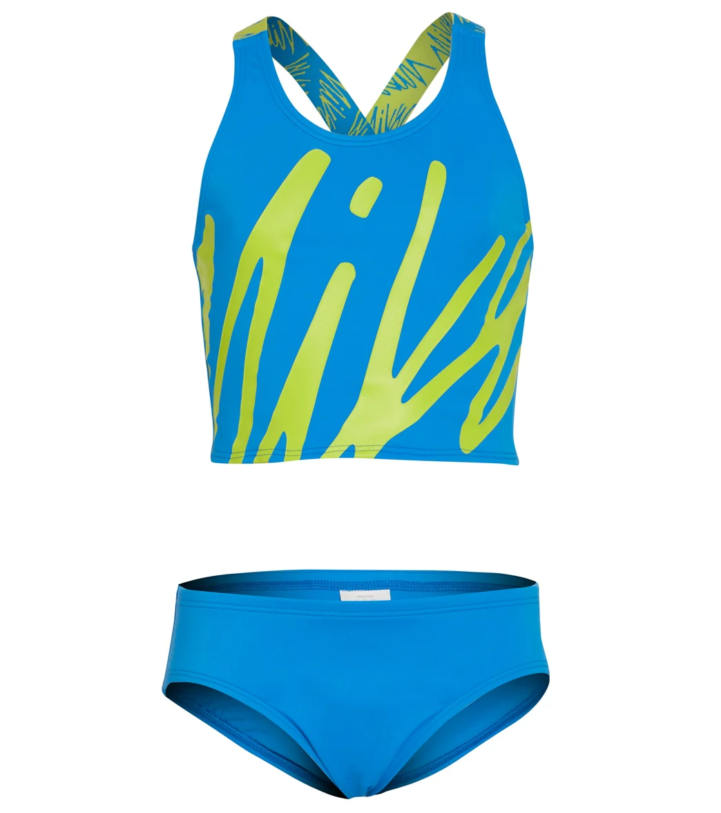 Nike Girls' Script Logo Crossback Two Piece Mid Bikini Set (Big Kid) - Image 3