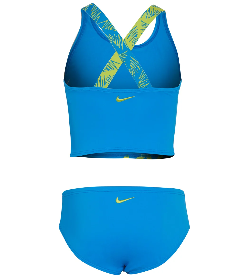 Nike Girls' Script Logo Crossback Two Piece Mid Bikini Set (Big Kid) - Image 4