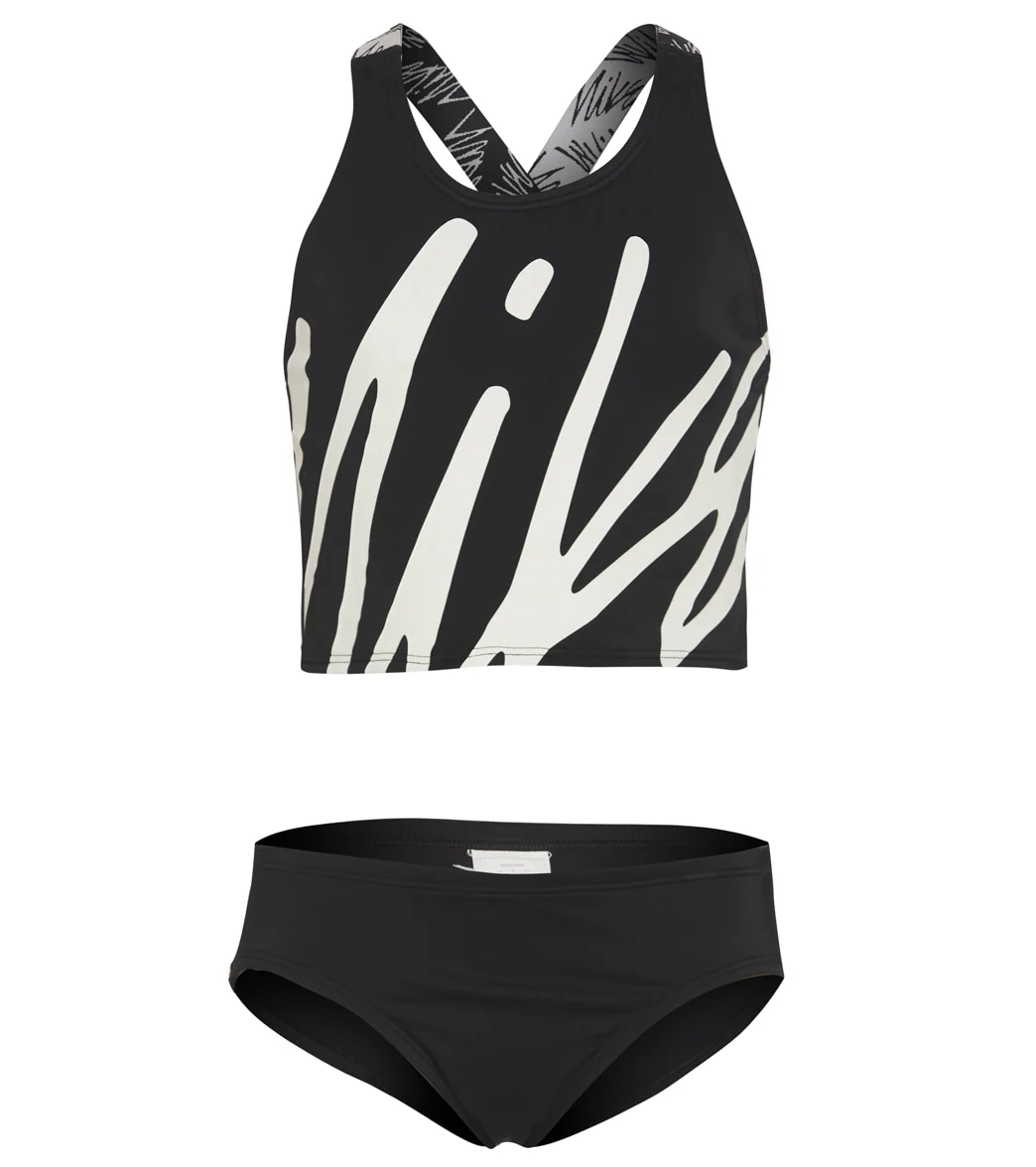 Nike Girls' Script Logo Crossback Two Piece Mid Bikini Set (Big Kid) - Image 6
