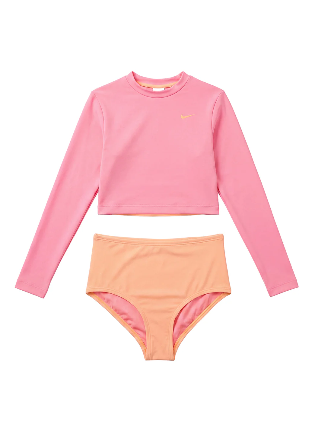 Nike Girl's Solid Essential Long Sleeve Crop Two Piece Bikini Set (Big Kid) - Image 6