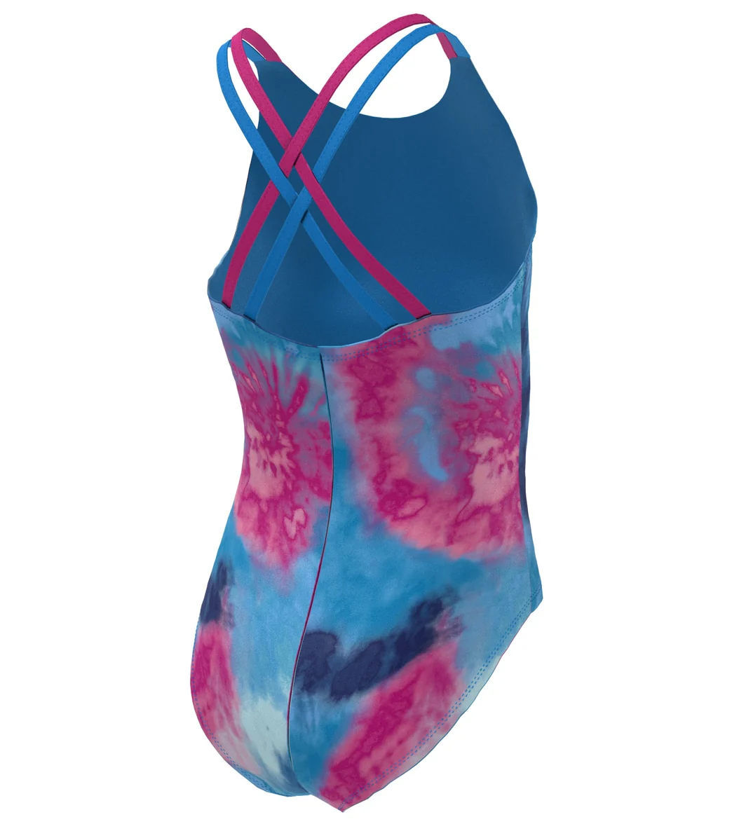 Nike Girls' Tie Dye Spiderback One Piece Swimsuit (Big Kid) - Image 11