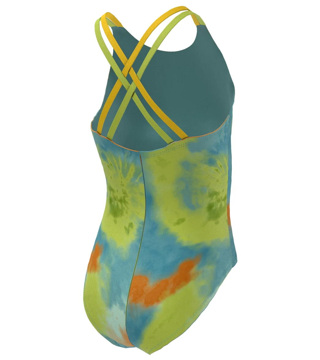 Nike Girls' Tie Dye Spiderback One Piece Swimsuit (Big Kid) - Image 2