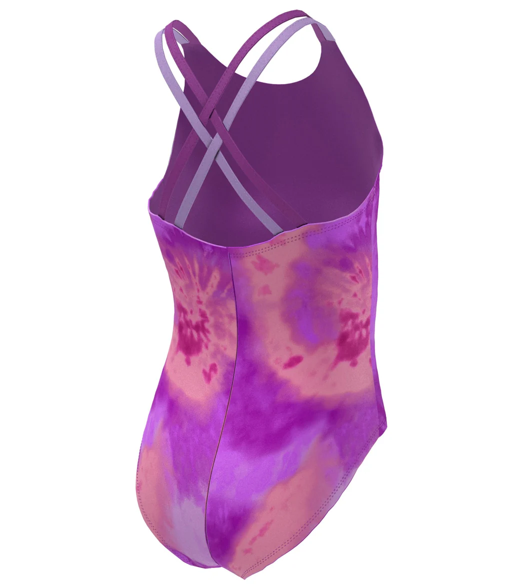 Nike Girls' Tie Dye Spiderback One Piece Swimsuit (Big Kid) - Image 6