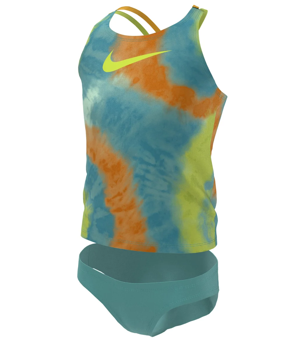 Nike Girls' Tie Dye Spiderback Two Piece Tankini Set (Big Kid)