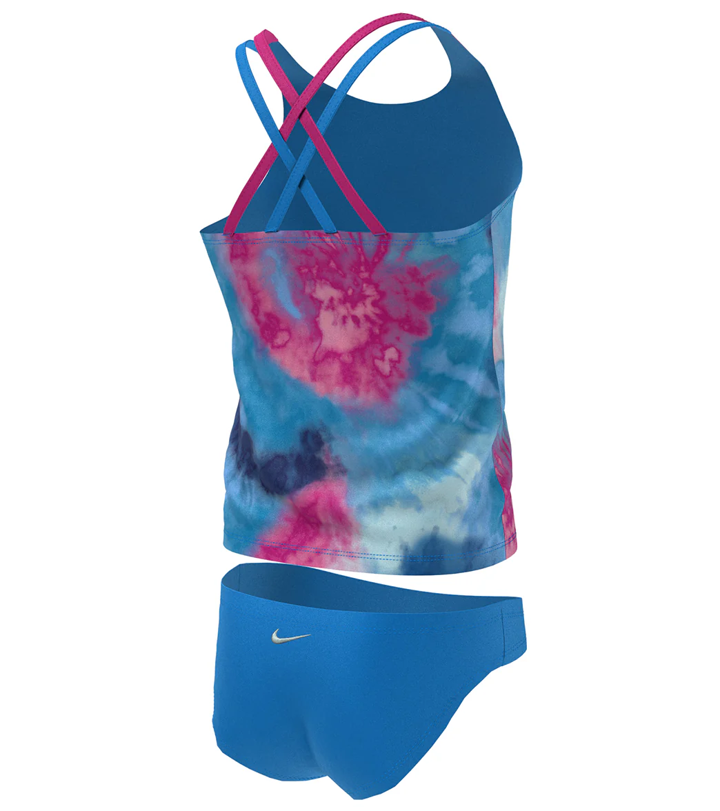 Nike Girls' Tie Dye Spiderback Two Piece Tankini Set (Big Kid) - Image 11