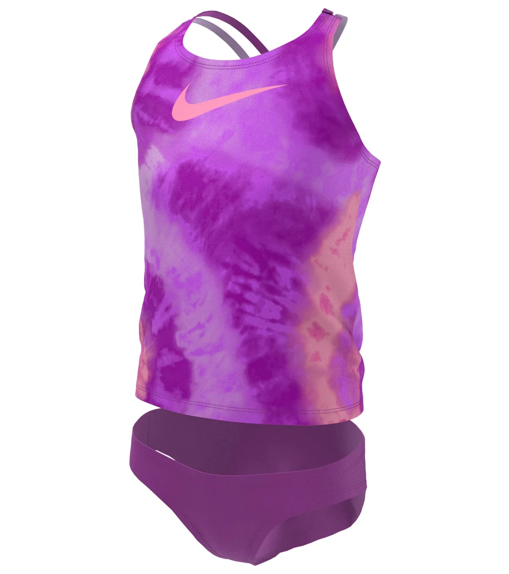 Nike Girls' Tie Dye Spiderback Two Piece Tankini Set (Big Kid) - Image 5