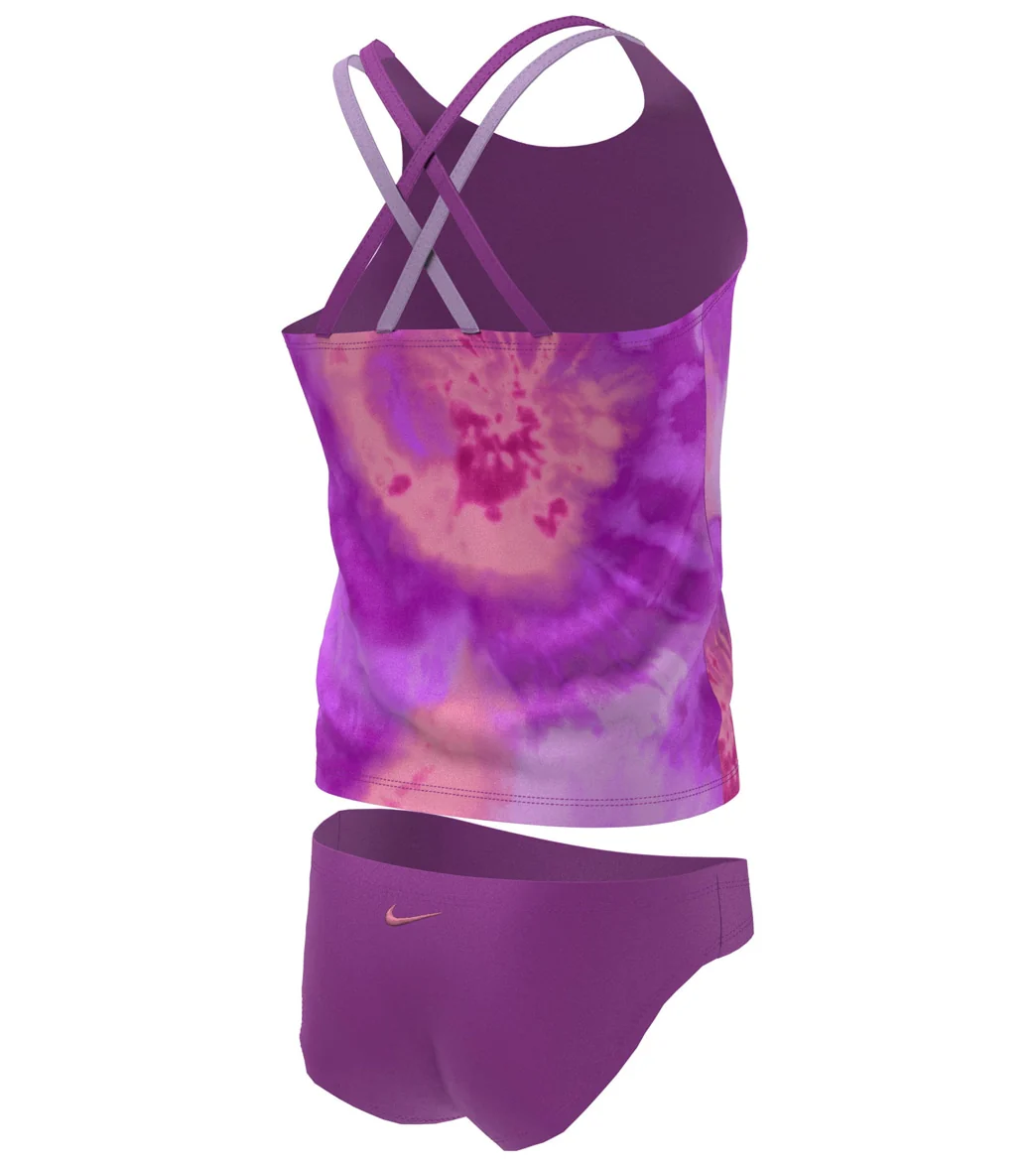 Nike Girls' Tie Dye Spiderback Two Piece Tankini Set (Big Kid) - Image 6
