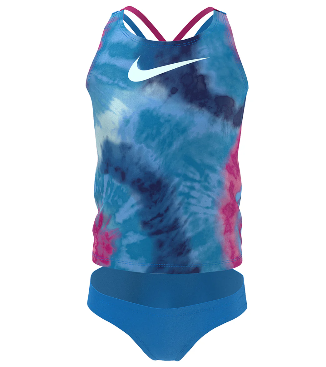 Nike Girls' Tie Dye Spiderback Two Piece Tankini Set (Big Kid) - Image 9