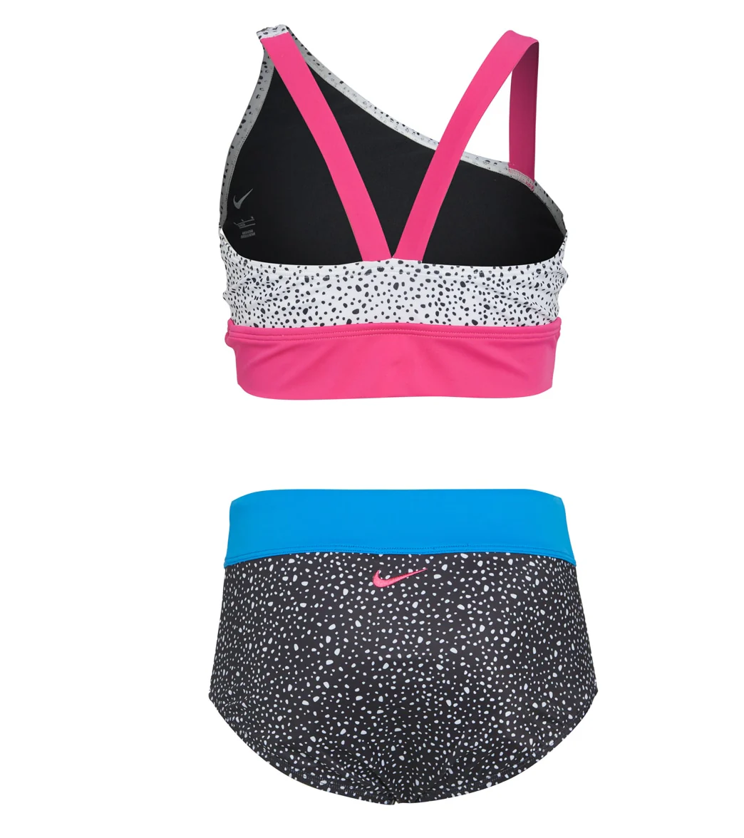 Nike Girls' Water Dots Asymmetrical Top & High Waist Bikini Set (Big Kid) - Image 2