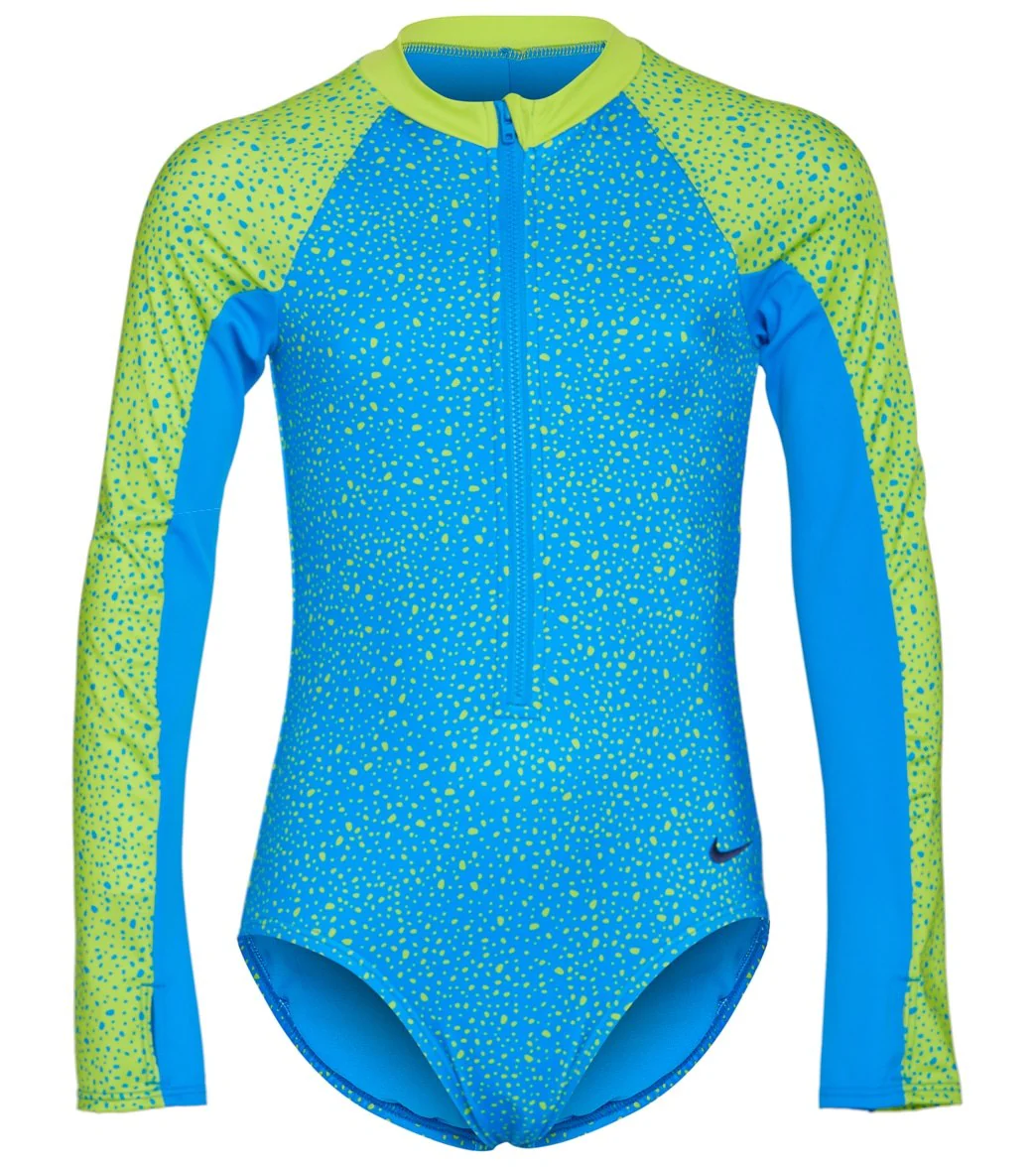 Nike Girls' Water Dots Long Sleeve One Piece Swimsuit (Big Kid) - Image 14