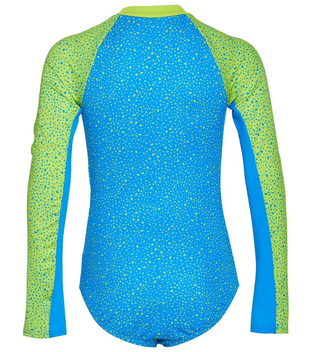 Nike Girls' Water Dots Long Sleeve One Piece Swimsuit (Big Kid) - Image 2