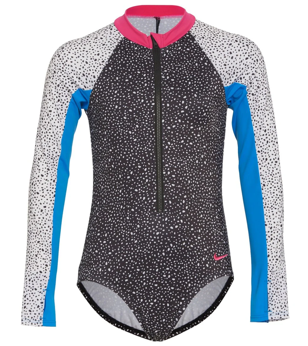 Nike Girls' Water Dots Long Sleeve One Piece Swimsuit (Big Kid) - Image 9