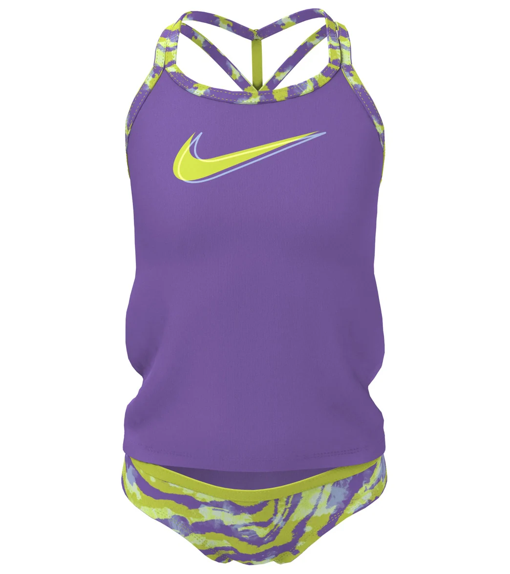 Nike Girls' Watercolor T-Crossback Two Piece Tankini Set (Big Kid)