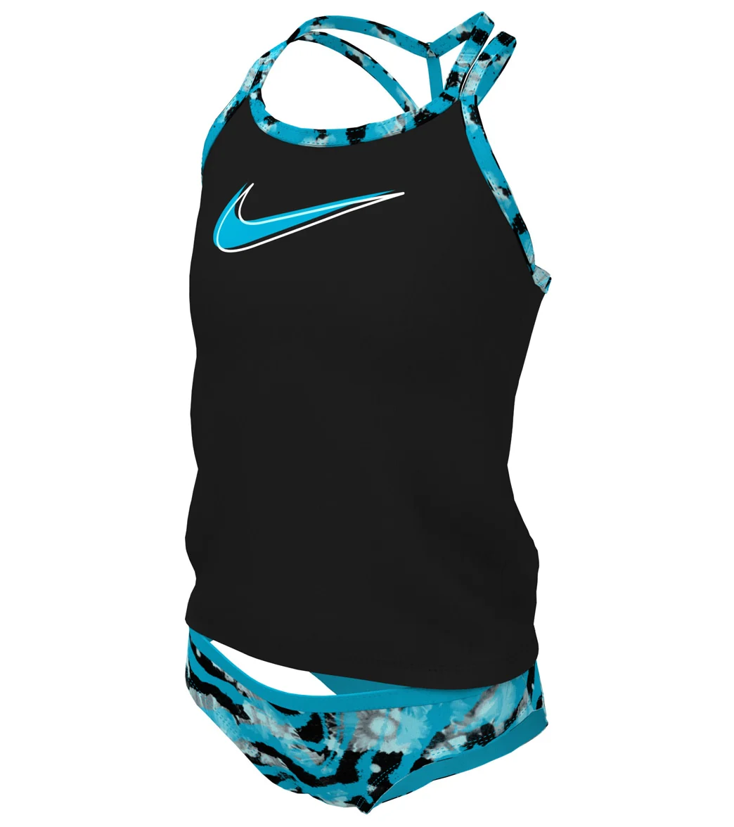 Nike Girls' Watercolor T-Crossback Two Piece Tankini Set (Big Kid) - Image 15