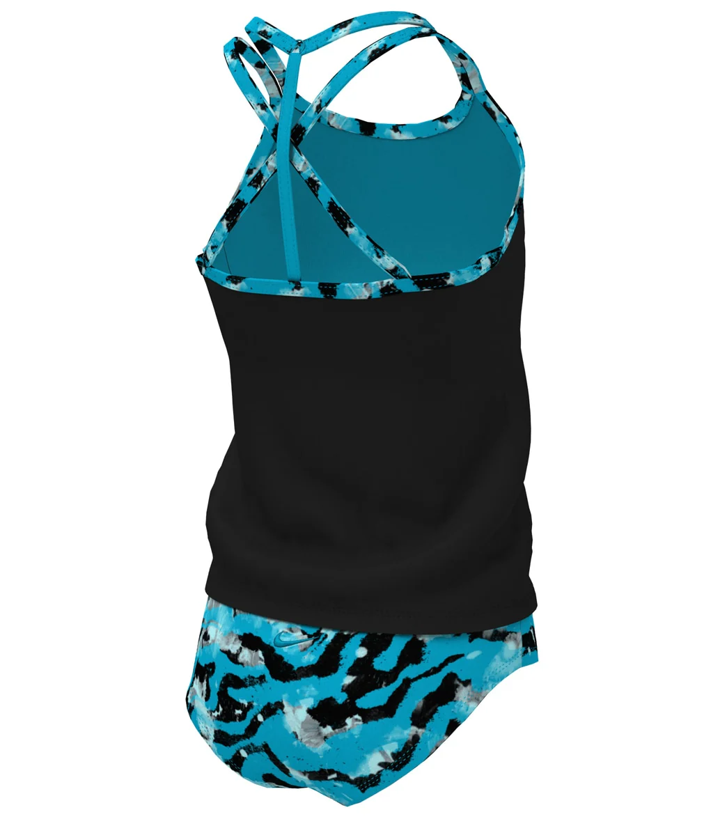 Nike Girls' Watercolor T-Crossback Two Piece Tankini Set (Big Kid) - Image 16