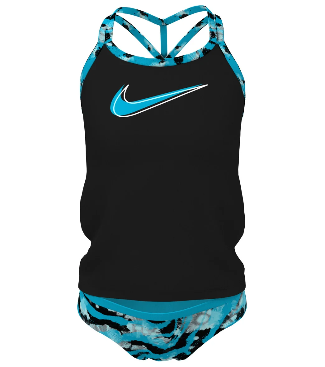 Nike Girls' Watercolor T-Crossback Two Piece Tankini Set (Big Kid) - Image 18