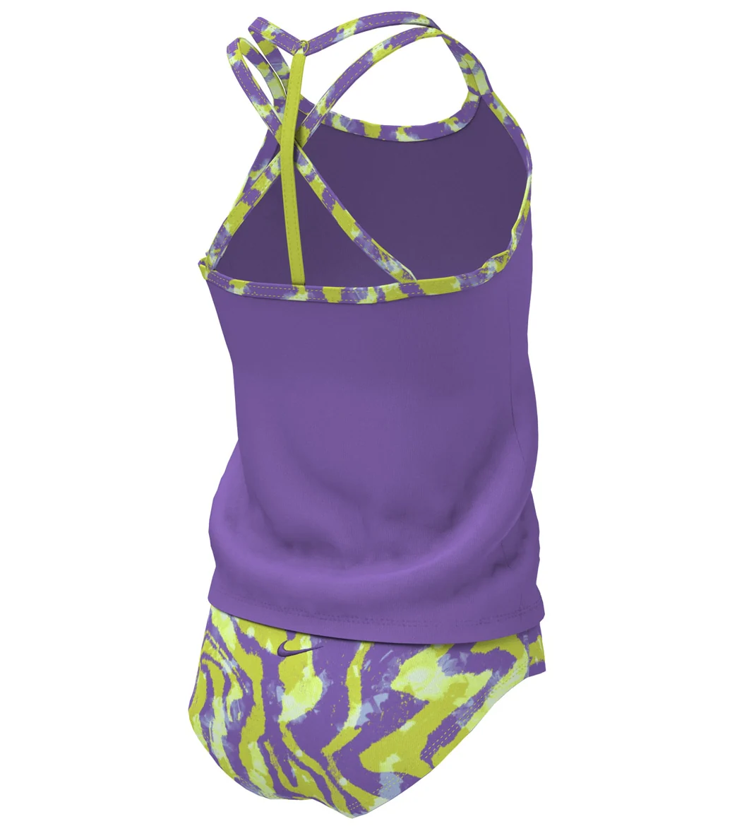 Nike Girls' Watercolor T-Crossback Two Piece Tankini Set (Big Kid) - Image 3