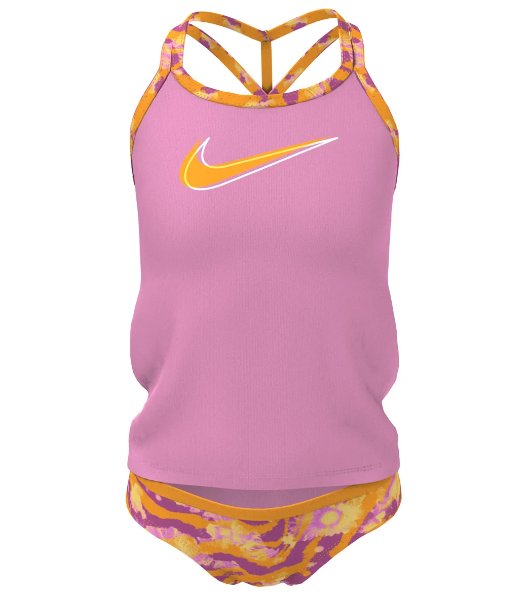 Nike Girls' Watercolor T-Crossback Two Piece Tankini Set (Big Kid) - Image 6