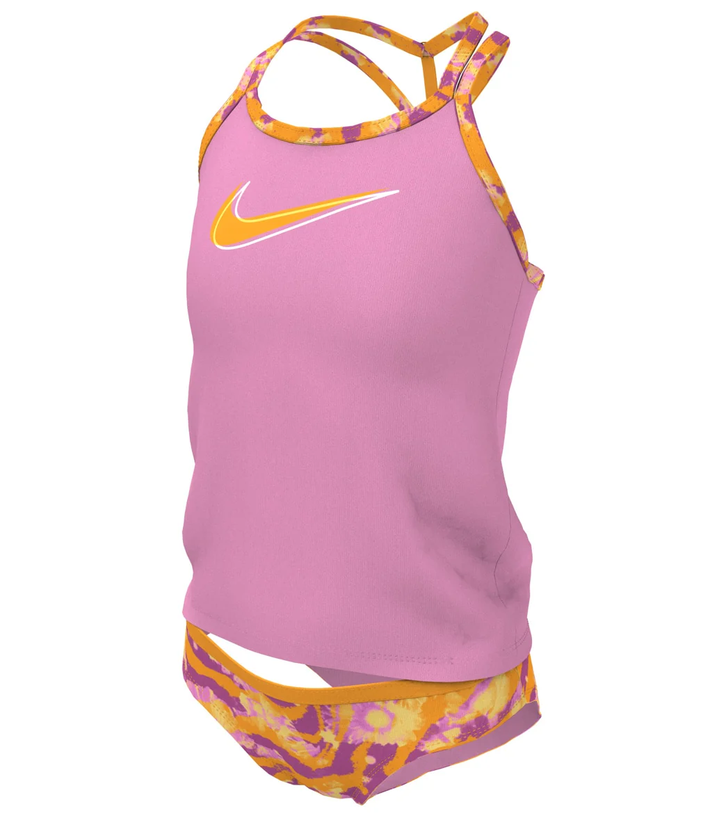 Nike Girls' Watercolor T-Crossback Two Piece Tankini Set (Big Kid) - Image 7