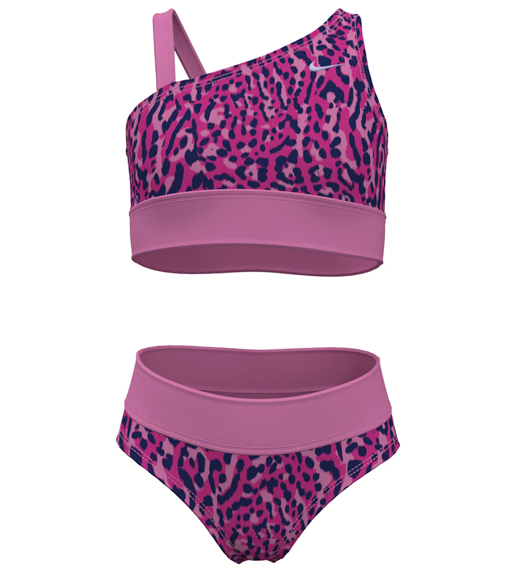 Nike Girls' Wild Asymmetrical Monokini Set (Big Kid) - Image 3