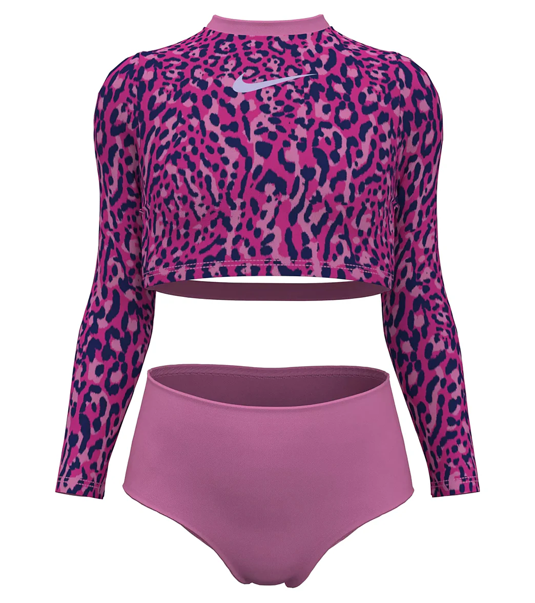 Nike Girls' Wild Long Sleeve Two Piece Swimsuit Set (Big Kid)