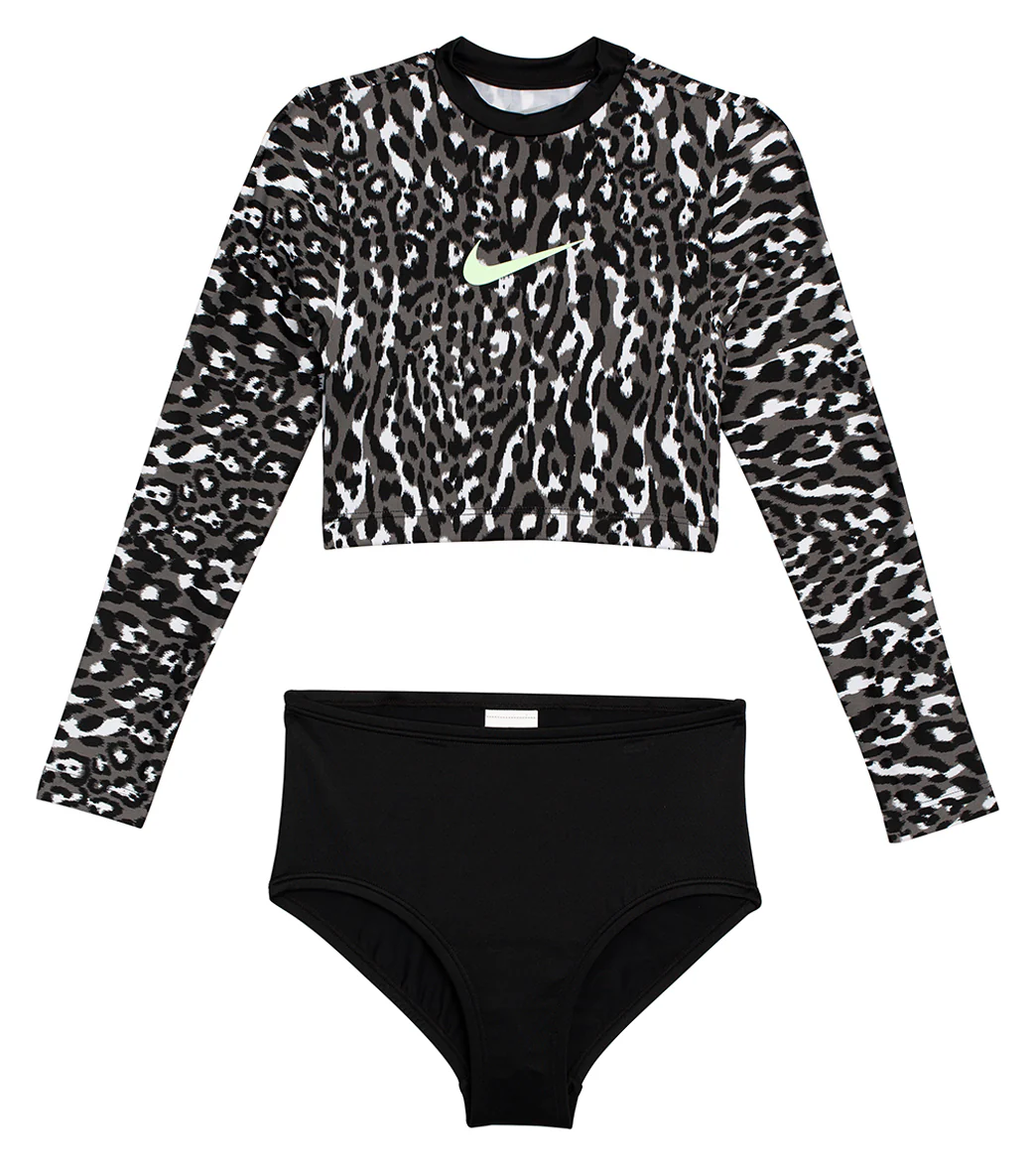 Nike Girls' Wild Long Sleeve Two Piece Swimsuit Set (Big Kid) - Image 17