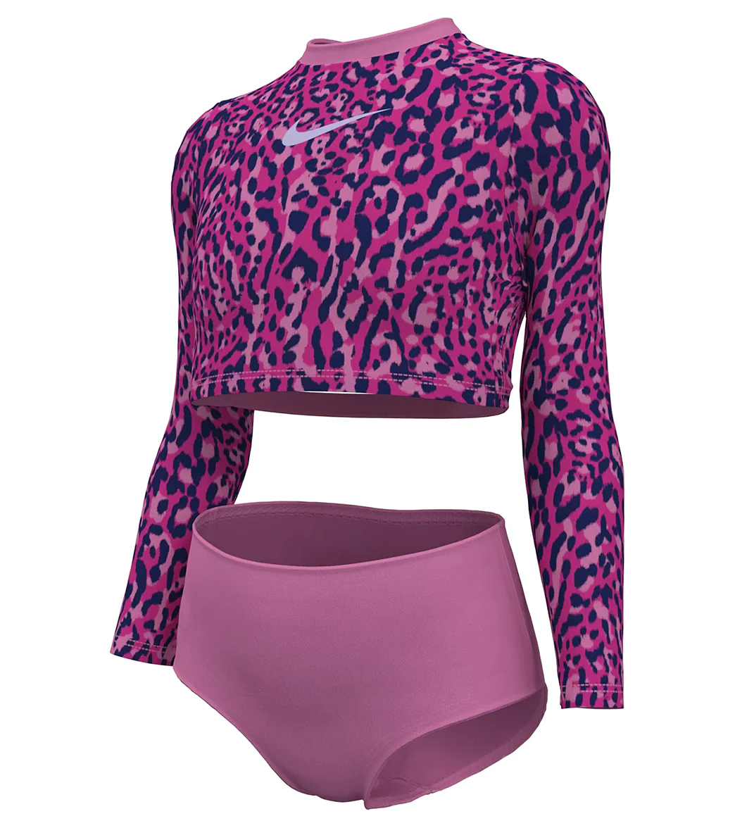Nike Girls' Wild Long Sleeve Two Piece Swimsuit Set (Big Kid) - Image 2