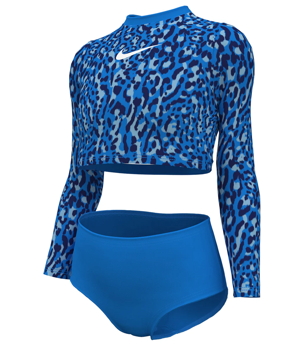 Nike Girls' Wild Long Sleeve Two Piece Swimsuit Set (Big Kid) - Image 6