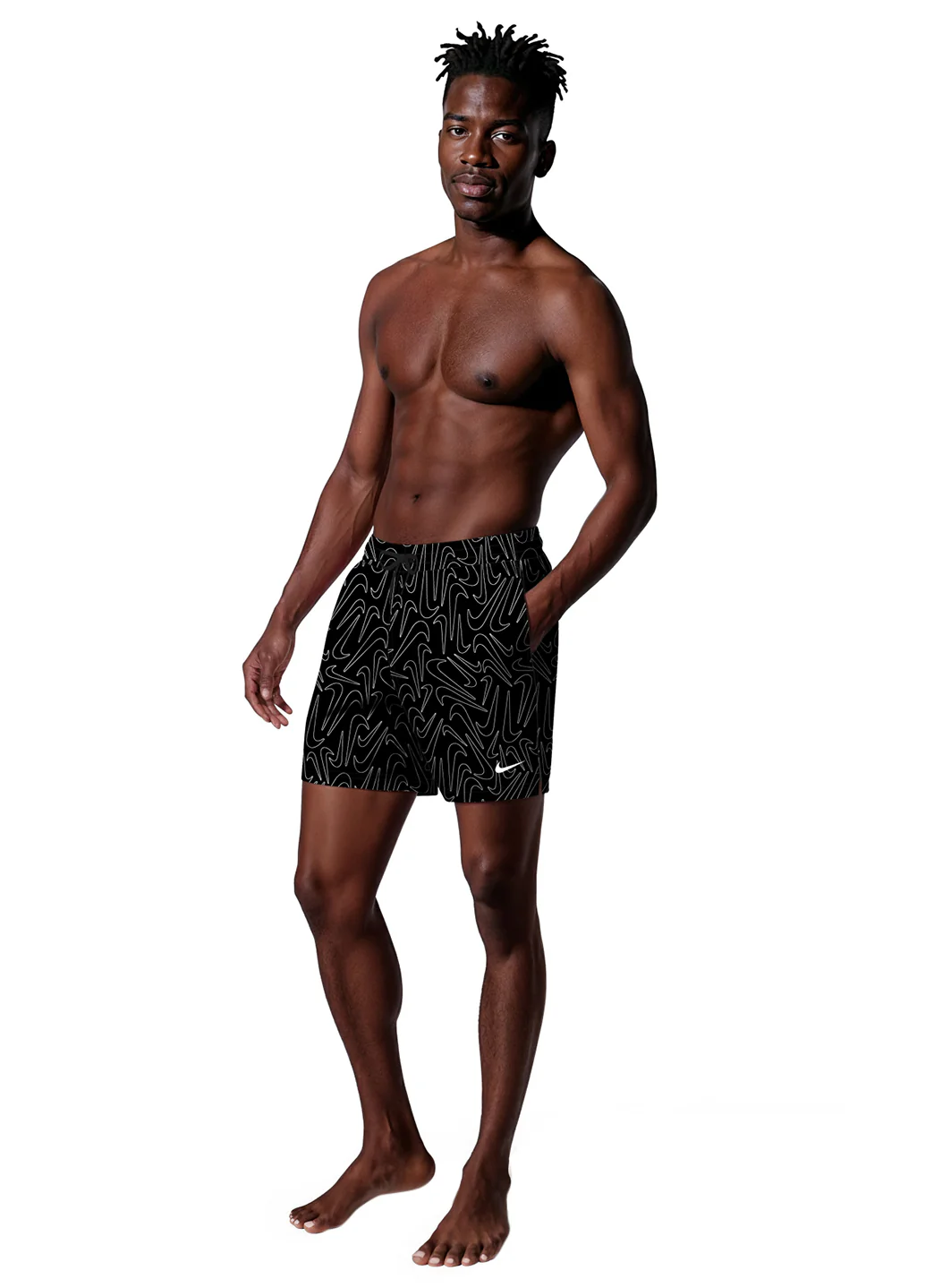 Nike Men's Breaker Tossed Swoosh 10" Volley Swim Trunk - Image 5