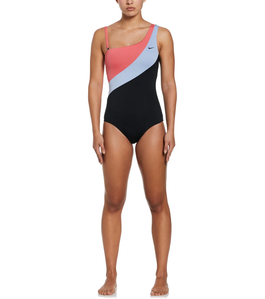 Nike Women's Colorblock Asymmetrical One Piece Swimsuit - Image 3