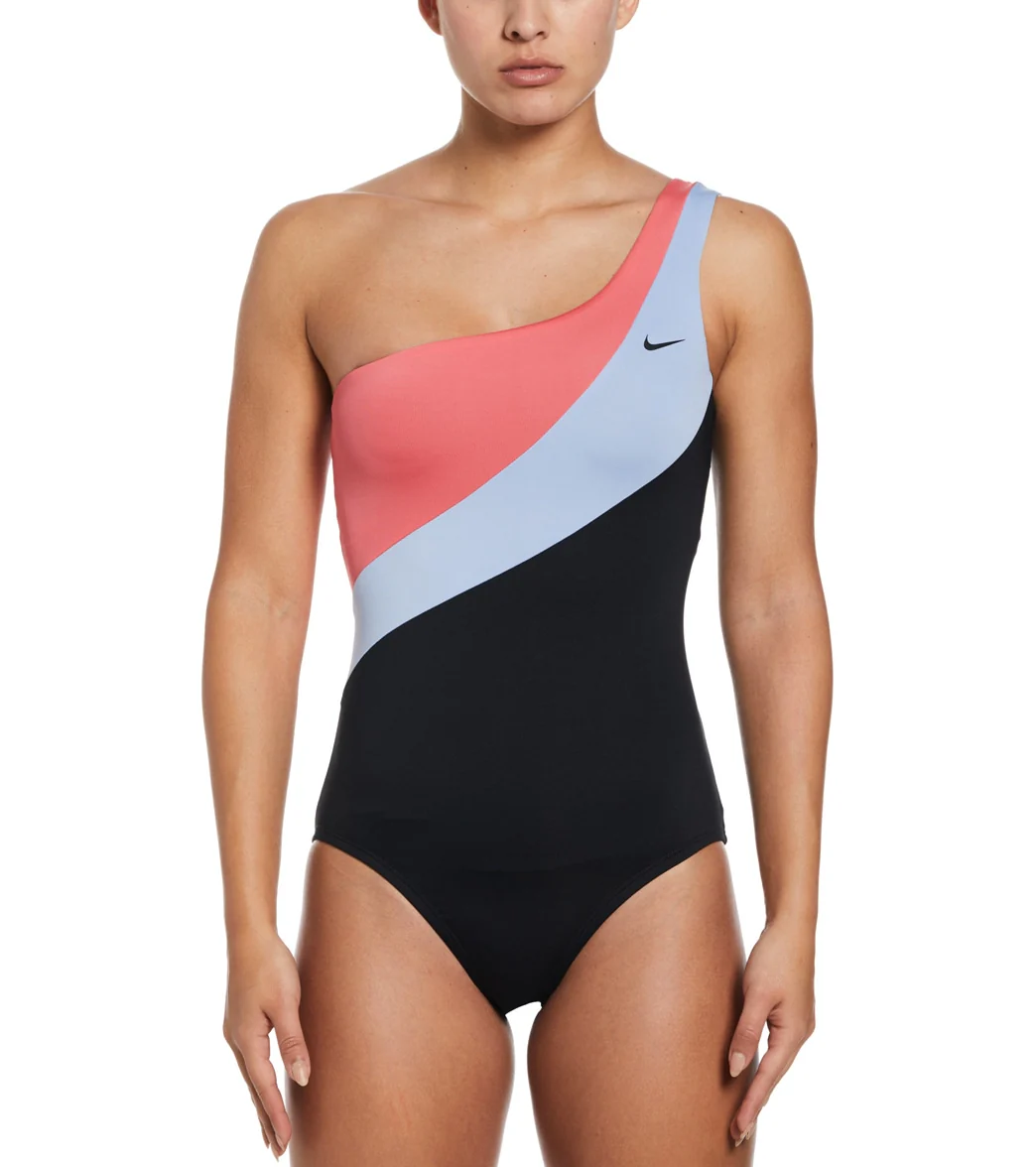 Nike Women's Colorblock Asymmetrical One Piece Swimsuit - Image 4