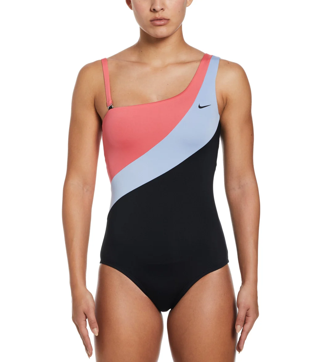Nike Women's Colorblock Asymmetrical One Piece Swimsuit - Image 8