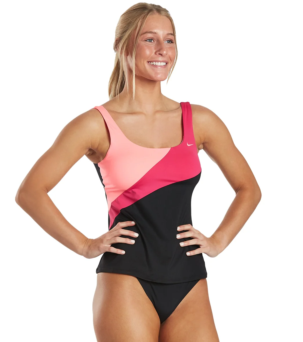 Nike Women's Colorblock Scoop Neck Tankini Top - Image 9