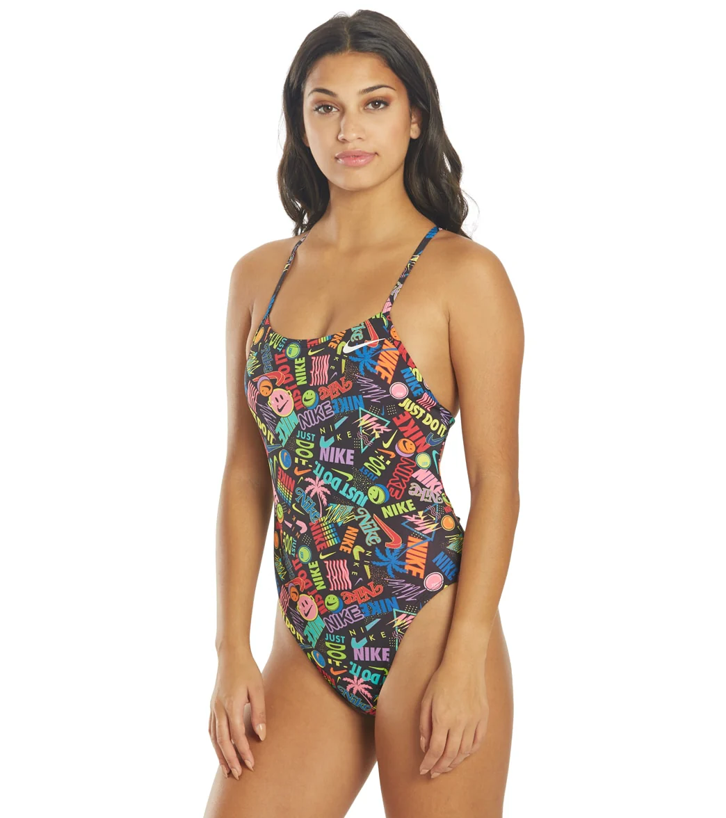 Nike Women's Hydrastrong Multi Print Lace Up Tie Back One Piece Swimsuit - Image 13