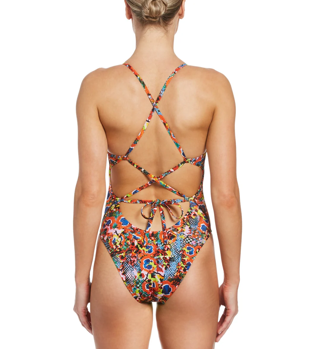 Nike Women's HydraStrong Printed Lace Up Tie Back One Piece Swimsuit - Image 10