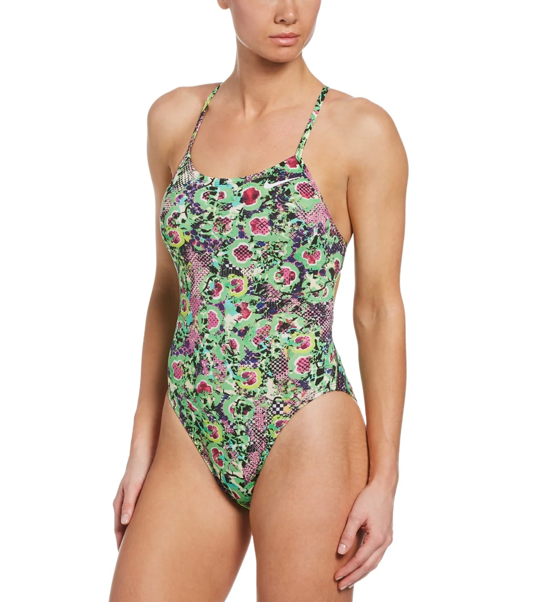 Nike Women's HydraStrong Printed Lace Up Tie Back One Piece Swimsuit - Image 8
