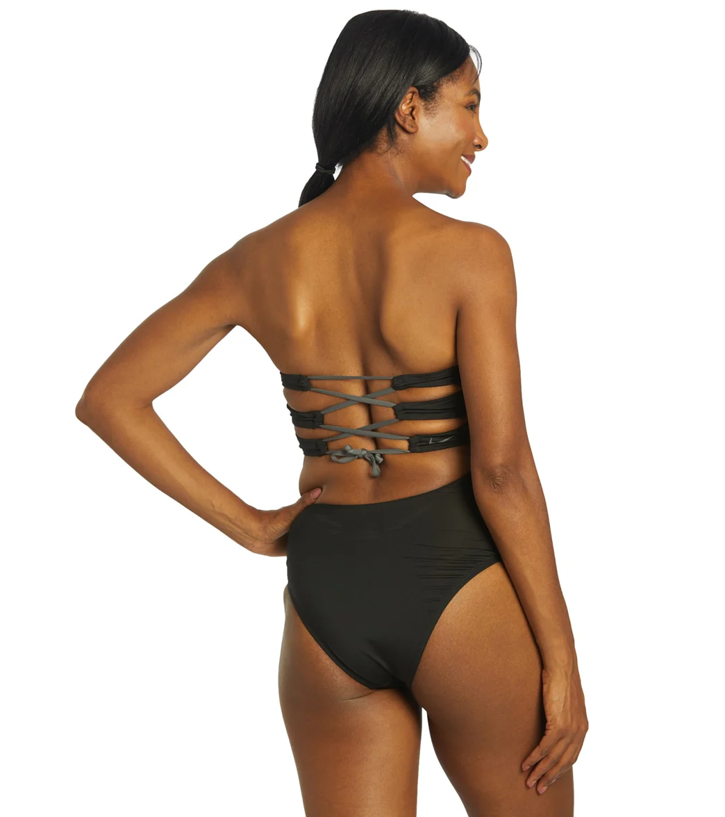 Nike Women's Solid Lace-Up Back Bandeau One Piece Swimsuit - Image 3