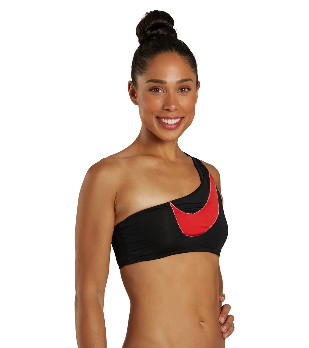 Nike Women's Swoosh Block Asymmetrical Bikini Top - Image 8