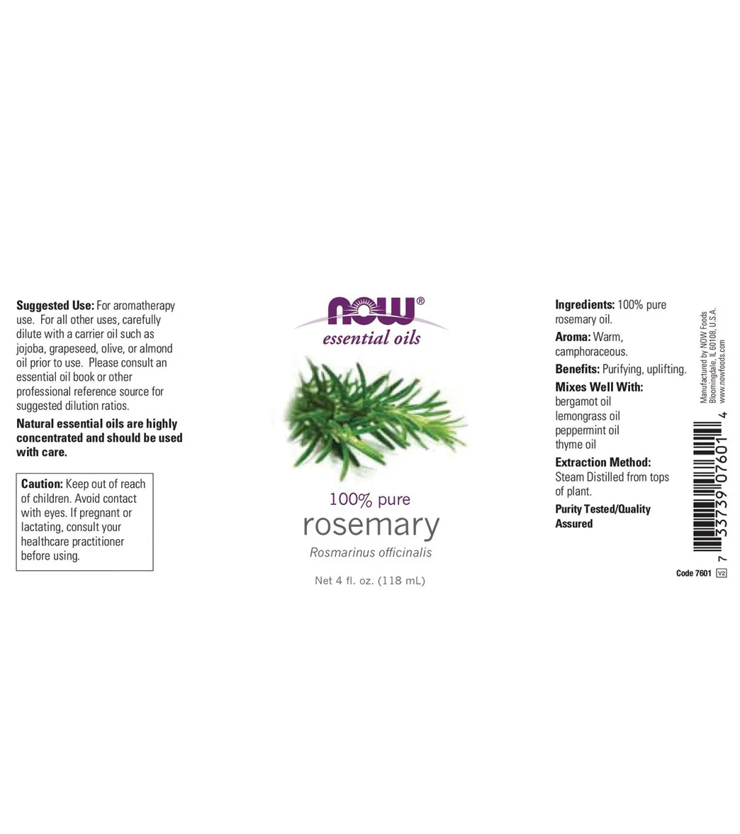 NOW 100% Pure Rosemary Oil 4 oz - Image 2