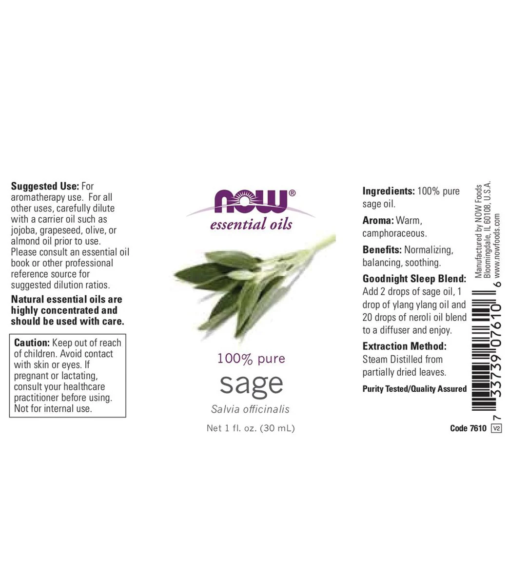 NOW 100% Pure Sage Oil 1 oz - Image 2