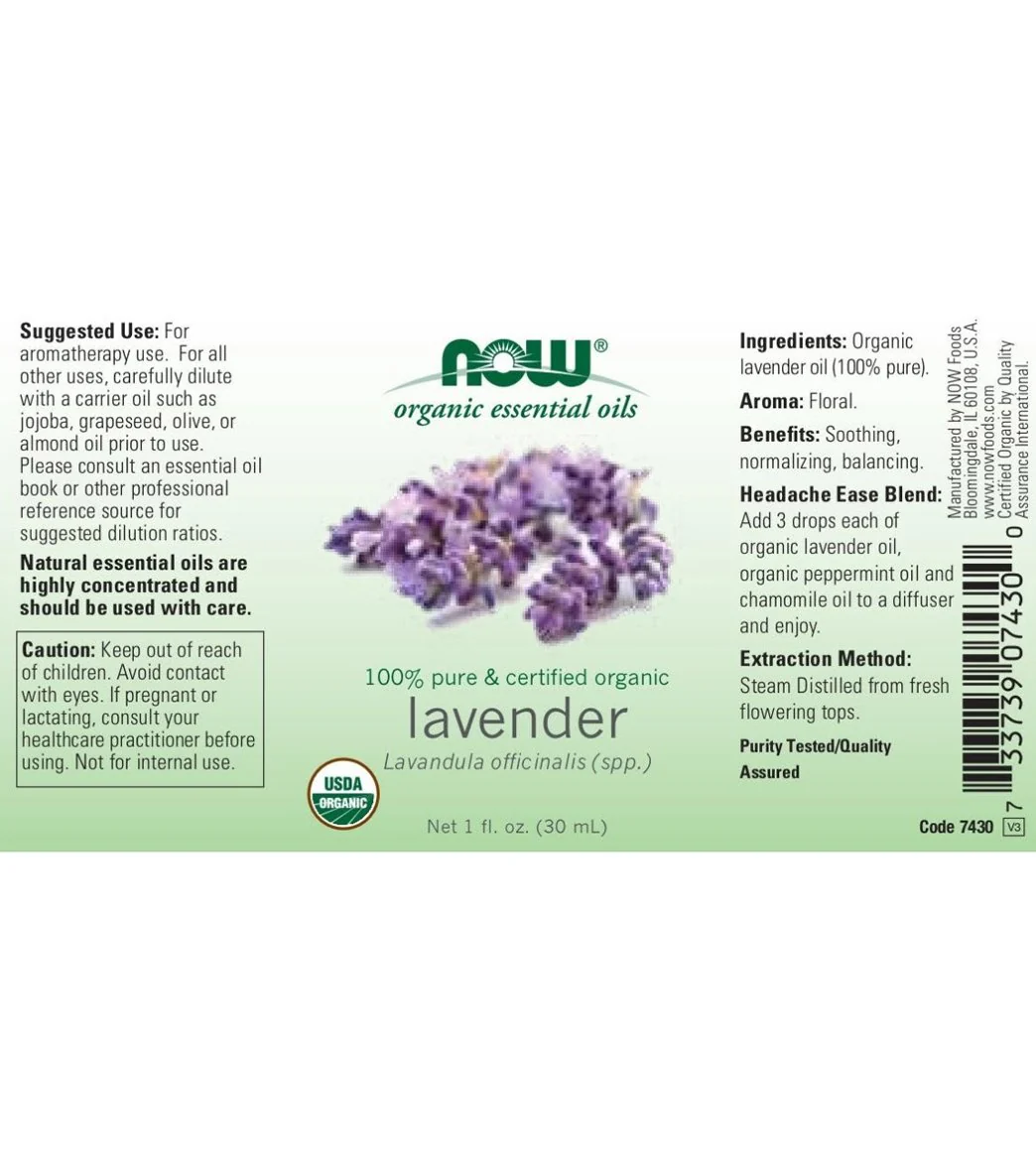 NOW Organic Lavender Essential Oil 1 oz - Image 2