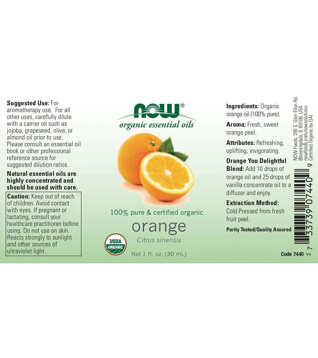 NOW Organic Orange Oil Organic 1 oz - Image 2
