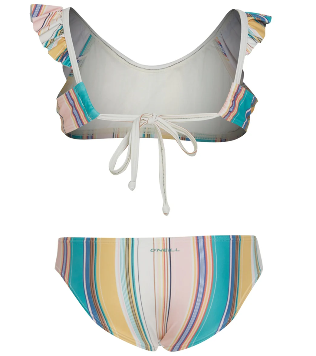 O'Neill Girls' Baja Stripe Ruffle Tie Back Swim Set (Little Kid, Big Kid) - Image 2