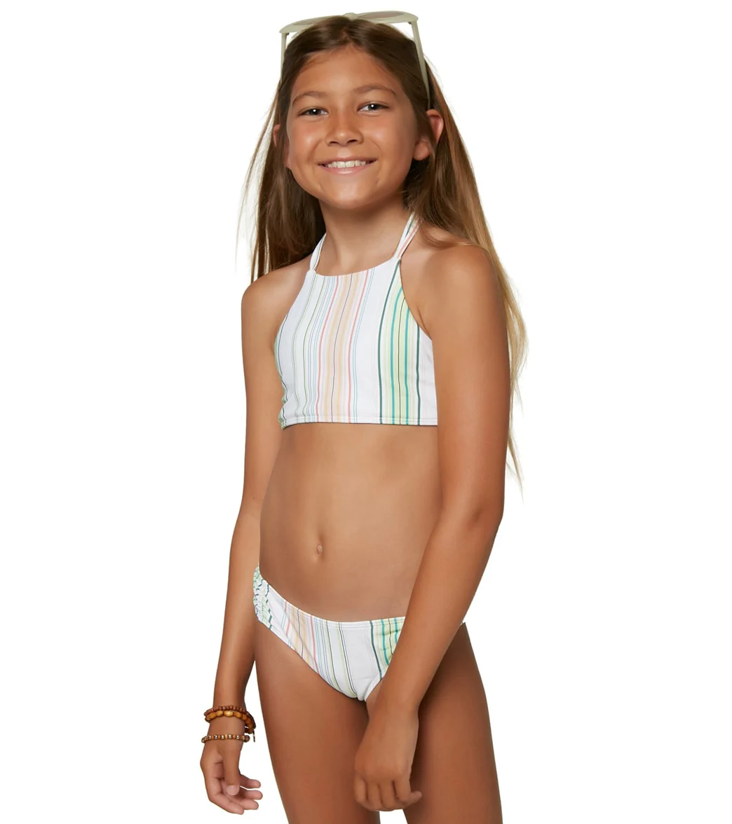 O'Neill Girls' Beach Stripe Braided Hi-Neck Bikini Set