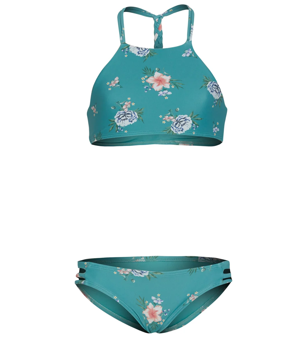 O'Neill Girls' Chan Floral Braided High Neck Swim Set (Little Kid, Big Kid)